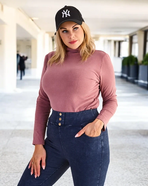 Women's turtleneck sweater in dark pink color - Clothing