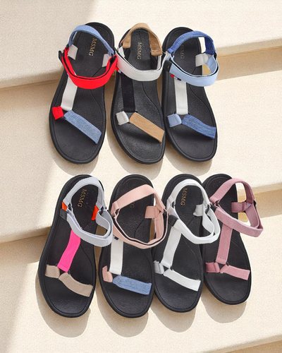 Women's blue fabric sandals Ojo- Footwear