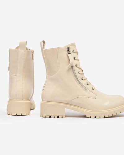 Royalfashion Бежевые женские сапоги-багги из экокожи Седдага