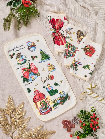 Royalfashion Ferie sett av 4 kjøkkenhåndklær God jul