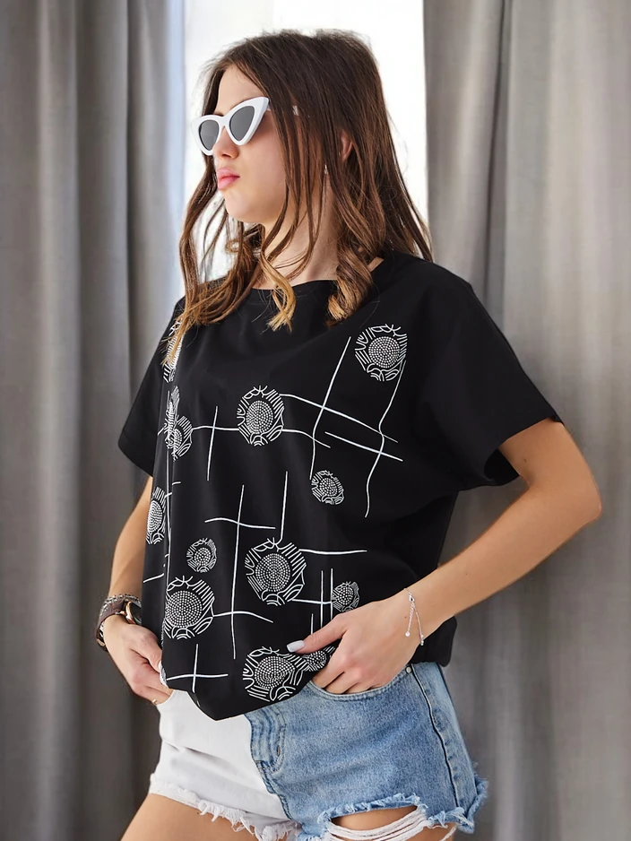 Royalfashion Naiste puuvillane t-särk printimisega