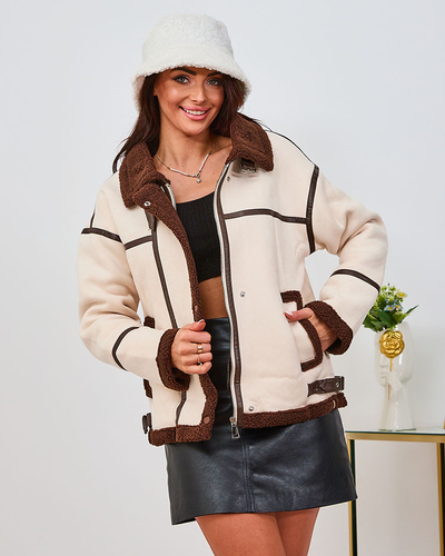 Royalfashion Beige women's biker jacket