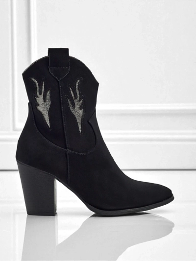 Women's heeled cowboy boots with decorative inserts Cendria