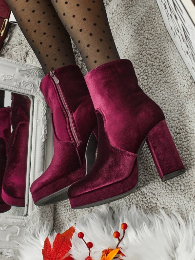 Women's Heeled Ankle Boots Velour Style Miss