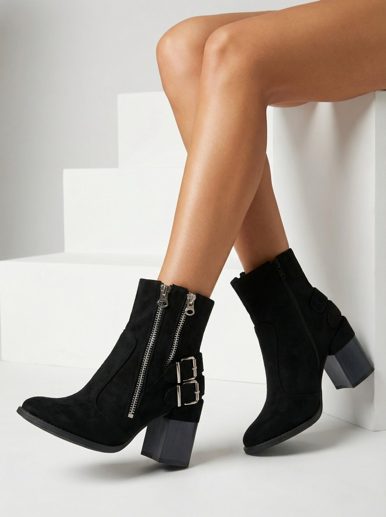 Royalfashion Naiste mustad kaunistustega saapad Feirrgo