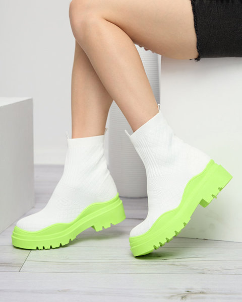 White-green women's flat-heeled boots Seritis - Footwear
