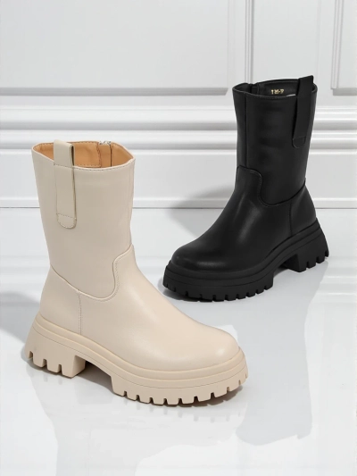 Women's High Eco-Leather Ankle Boots Scarlet Mist