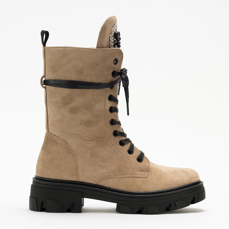 Коричневые женские ботинки с украшением Moxo