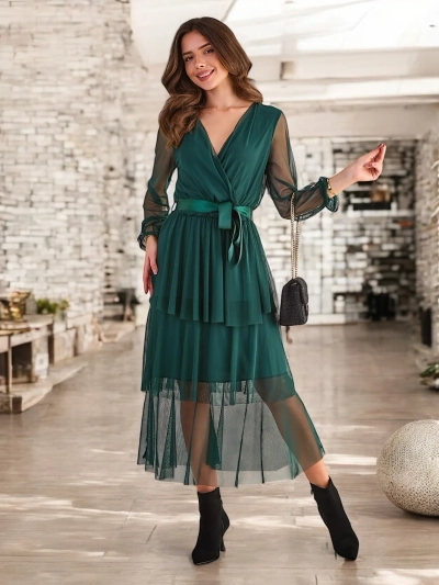 Royalfashion Women's long dress with frills