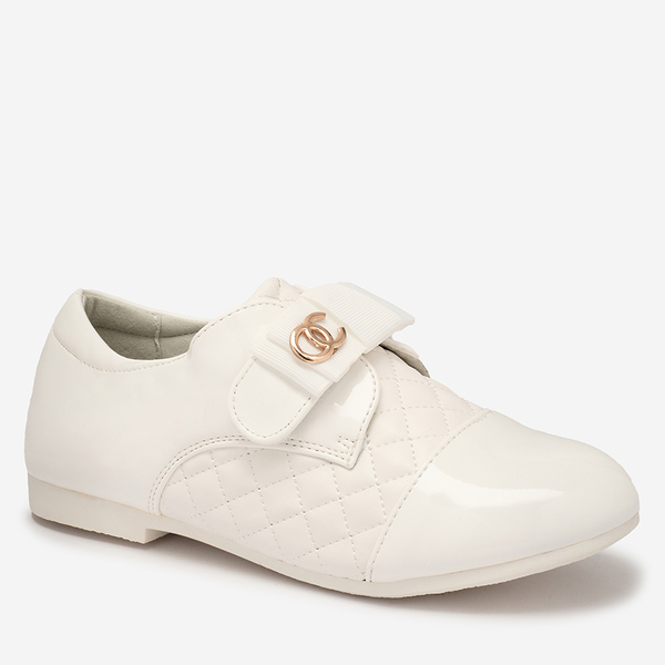 Полуботинки для девочек из стеганой экокожи белого цвета Werme- Footwear