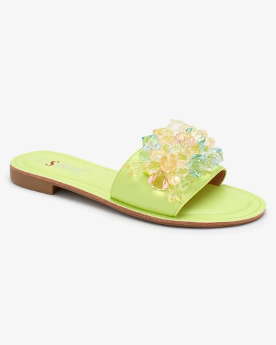 Royalfashion Neoonrohelised värviliste kristallidega naiste flip-flops Bling Breeze