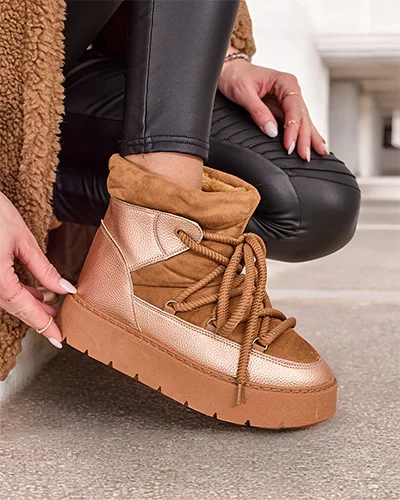 Royalfashion Kvinnor's spets-up snö stövlar Iniuc