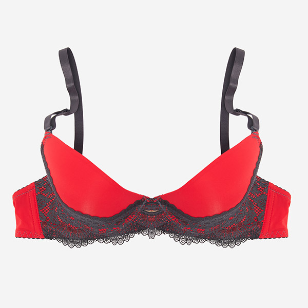 Women's red bra with lace - Underwear