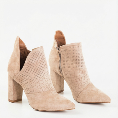 Light brown women's ankle boots on a higher post with a Fimoli cut - Footwear