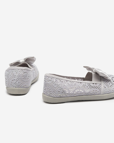 Girls' sneakers with Osmo gray bow - Footwear