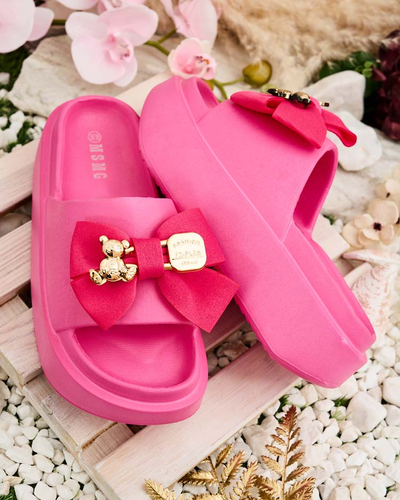 Royalfashion Women's rubber flip-flops with decorative bow Apis