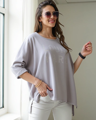 Блузка Royalfashion из вискозы для женщин с инкрустацией стразами