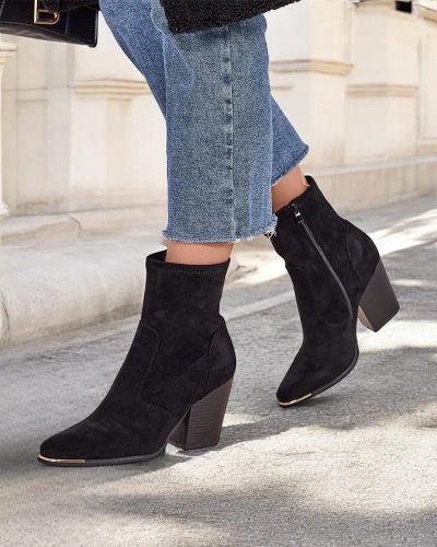 Royalfashion Eko-suede wimmins boots on a stiletto heel Gris