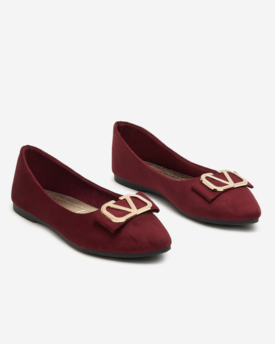 Women's burgundy ballerinas with an ornament on the toe Cavo - Footwear