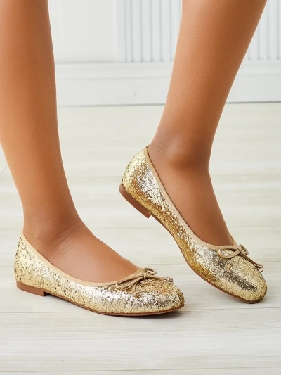 Royalfashion Women's ballet flats with glitter and a bow Aramie