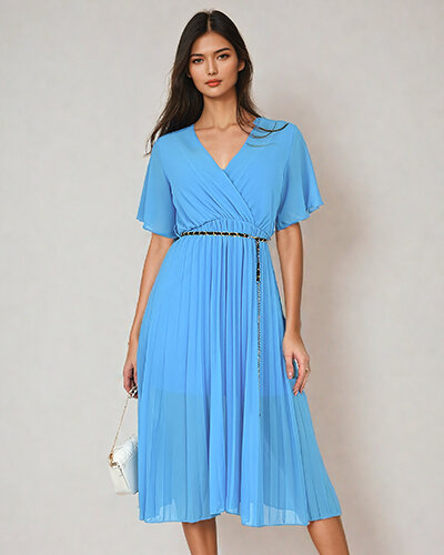 Royalfashion Women's pleated midi dress