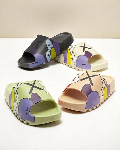 Royalfashion Cream rubber flip-flops for women with print Pfizz