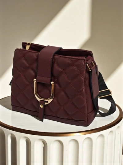 Small Quilted Handbag in Soft Eco-Leather Cinder Loom