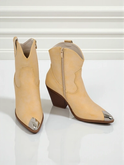 Women's Heeled Cowboy Boots with Decorative Toe Glacier Fang