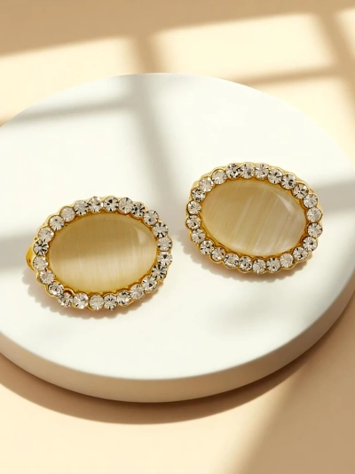 Royalfashion Women's clip-on earrings with crystal and zirconia