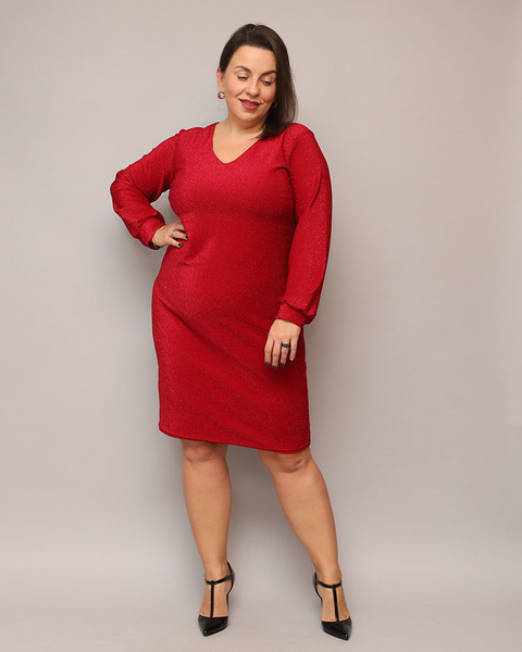 Royalfashion Glittering naiste kleit enne põlve punane PLUS SIZE