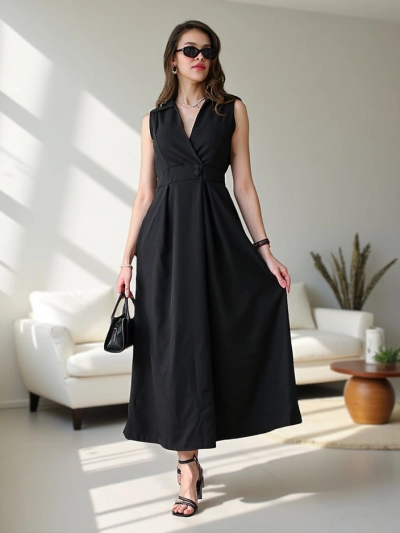 Royalfashion Naiste ilma varrukateta kleit mähisega kraega Bizness