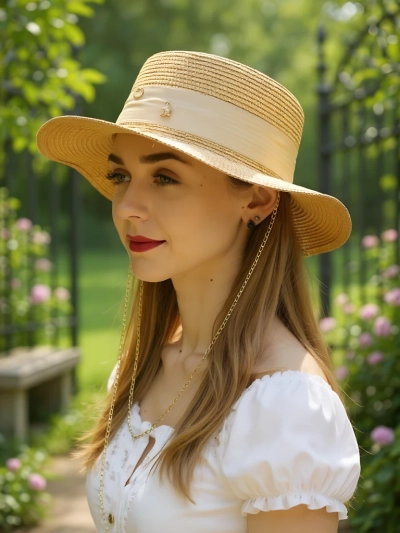 Royalfashion Naiste õlgkübar Grace lintidega
