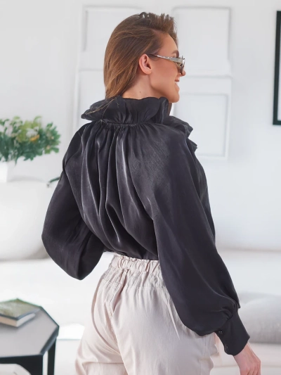 Royalfashion Shiny women's shirt with decorative collar