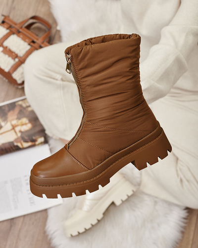 Royalfashion Naiste Tainve lamedate kontsadega saapad kaameli värvi