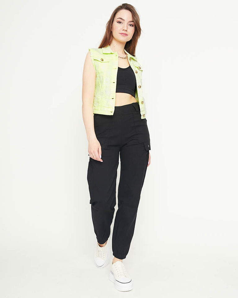 Women's yellow denim vest - Clothing