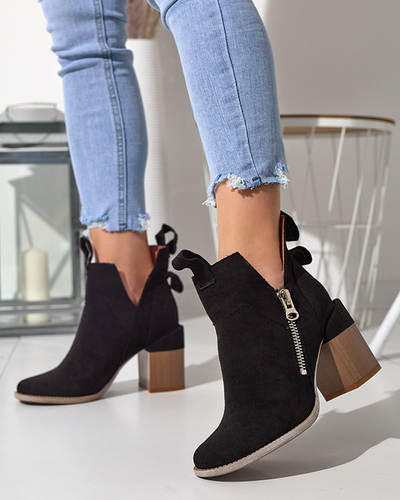 Black women's boots on a square post Darera - Footwear