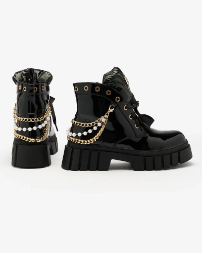 Royalfashion Naiste lakitud isoleeritud mustad saapad Dahaff