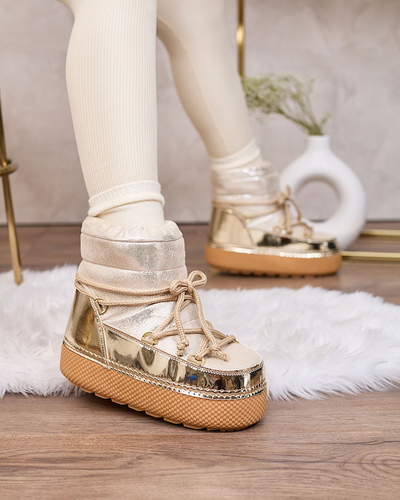 Royalfashion Женские золотые ботинки на шнуровке Yevnoie