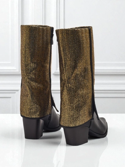 Women's eco-leather heeled ankle boots with decorative upper Virelia