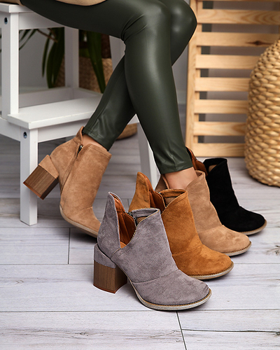 Light brown women's ankle boots with Cintura cut-outs - Footwear