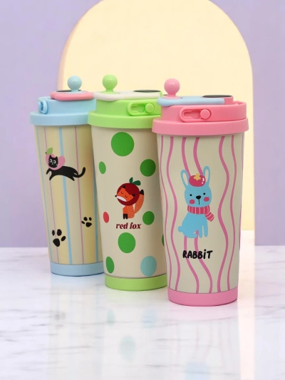 Royalfashion Termosmug, mille on väljalaskeava ja temperatuuriandur, Nunnud Loomad