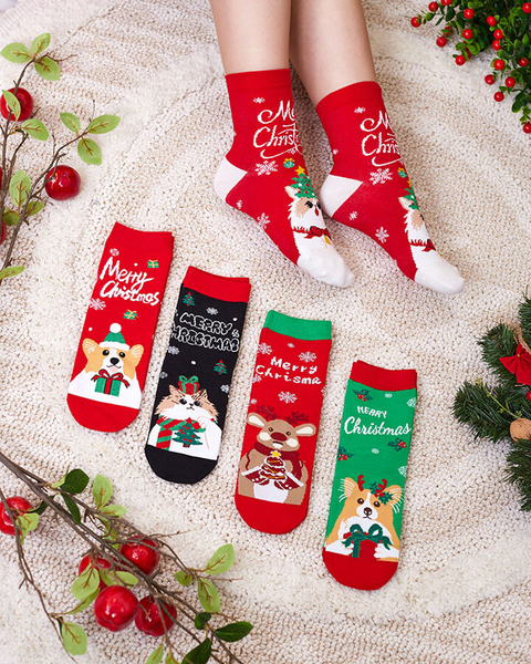 Colorful women's socks with a Christmas pattern - Underwear