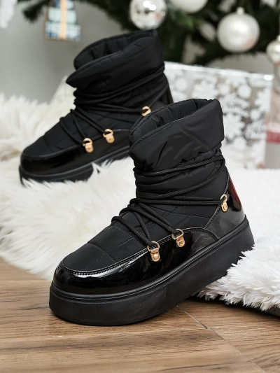 Royalfashion Women's slip-on snow boots in black Dabenda