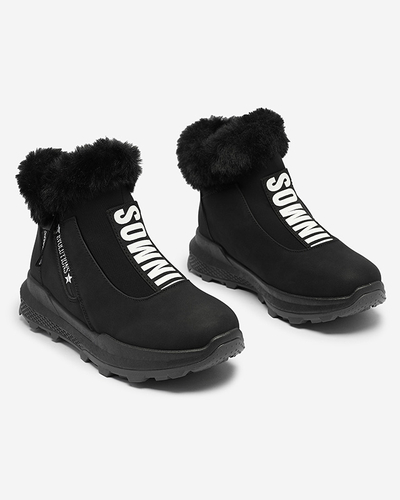Valentina Black Fur Ankle Boots