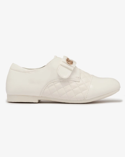Tüdrukute tikitud ökonahast poolkingad, valge Werme- Footwear