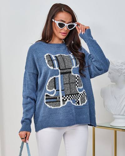 Royalfashion Dark blue women's teddy sweater