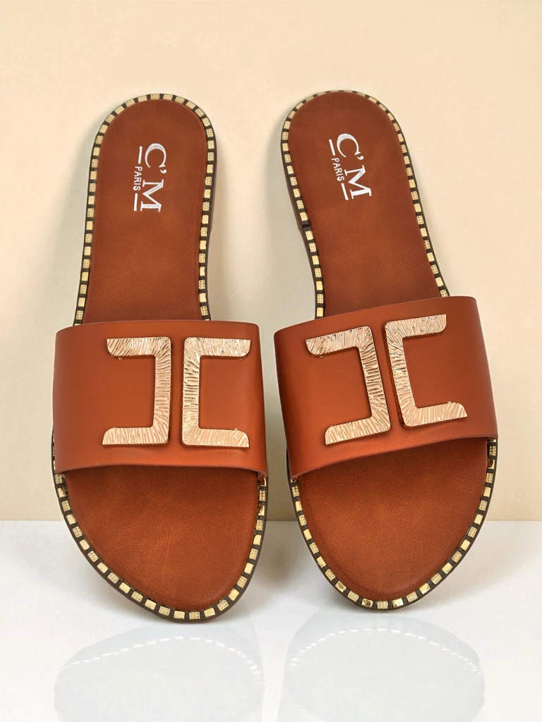 Royalfashion Women's faux leather slides with decoration Gildra