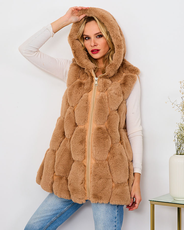 Royalfashion Naiste kunstkarusnahast vest beežis