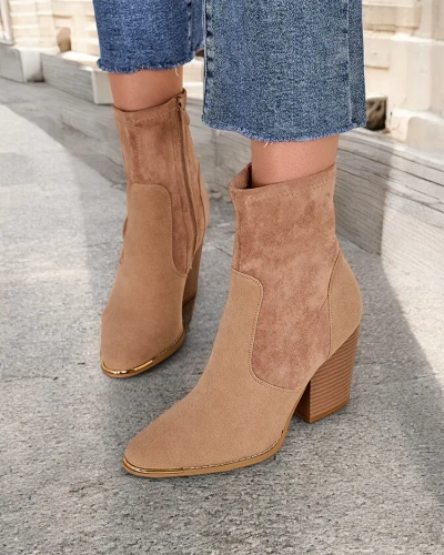 Royalfashion Women's eco-suede ankle boots on a post Gris