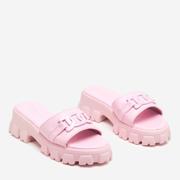 OUTLET Фиолетовые женские тапочки на толстой подошве Inza-Shoes